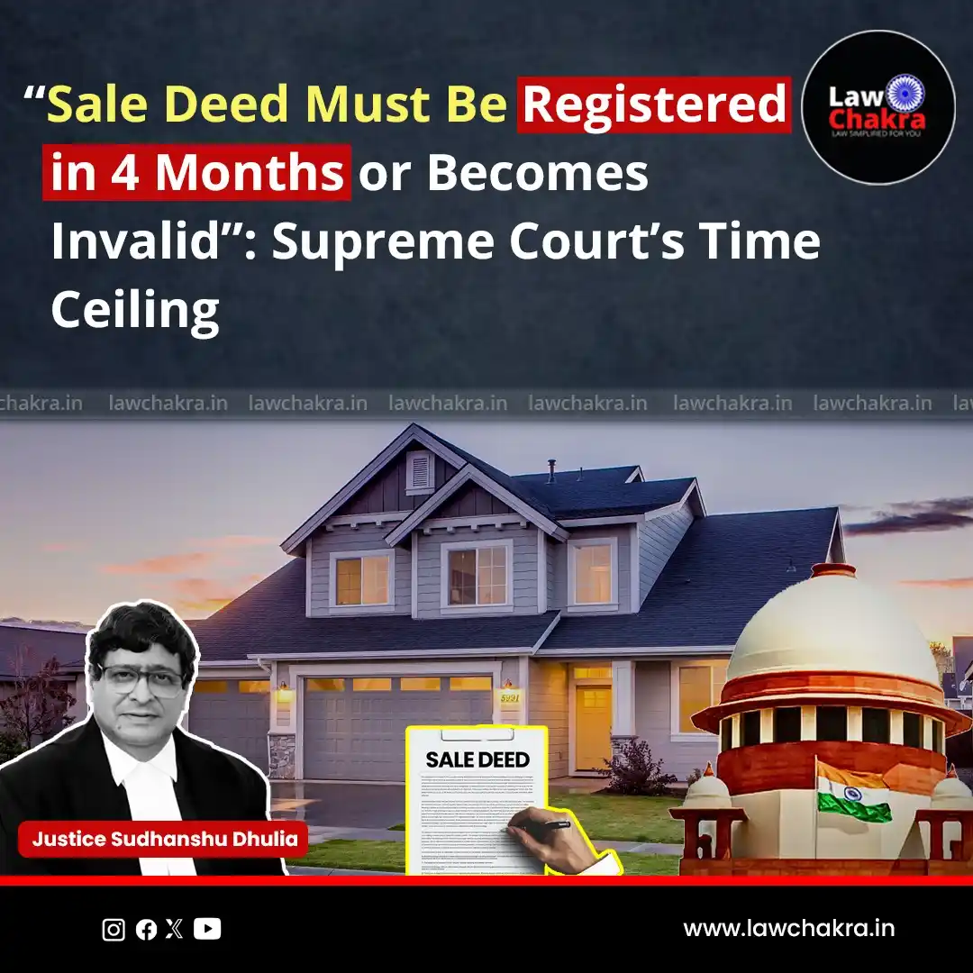 Image from LawChakra: Sale Deed Must Be Registered in 4 Months or Becomes Invalid”: Supreme ...