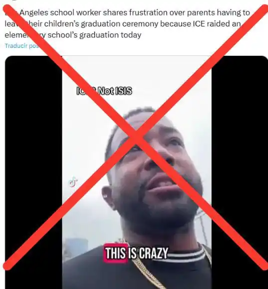 Image from Lupa Media: *5️⃣ ¿Redada de ICE en una graduación escolar? ❌*  Un video afirmaba q...