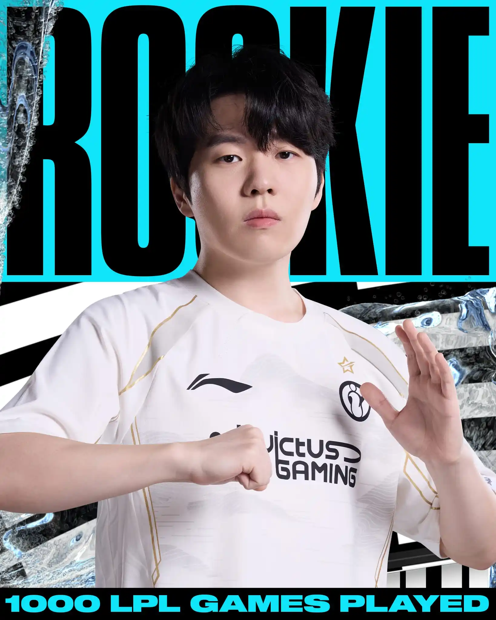 Image from LoL Esports: Congratulations to Rookie on being the third player to reach 1000 game...