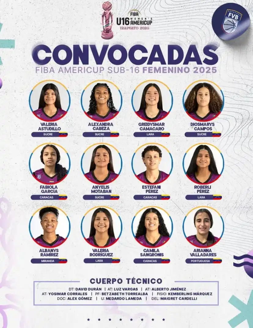 Image from Ivette “Canela” Borges: Convocadas para la AmeriCup Sub-16 femenina 🇻🇪🏀...