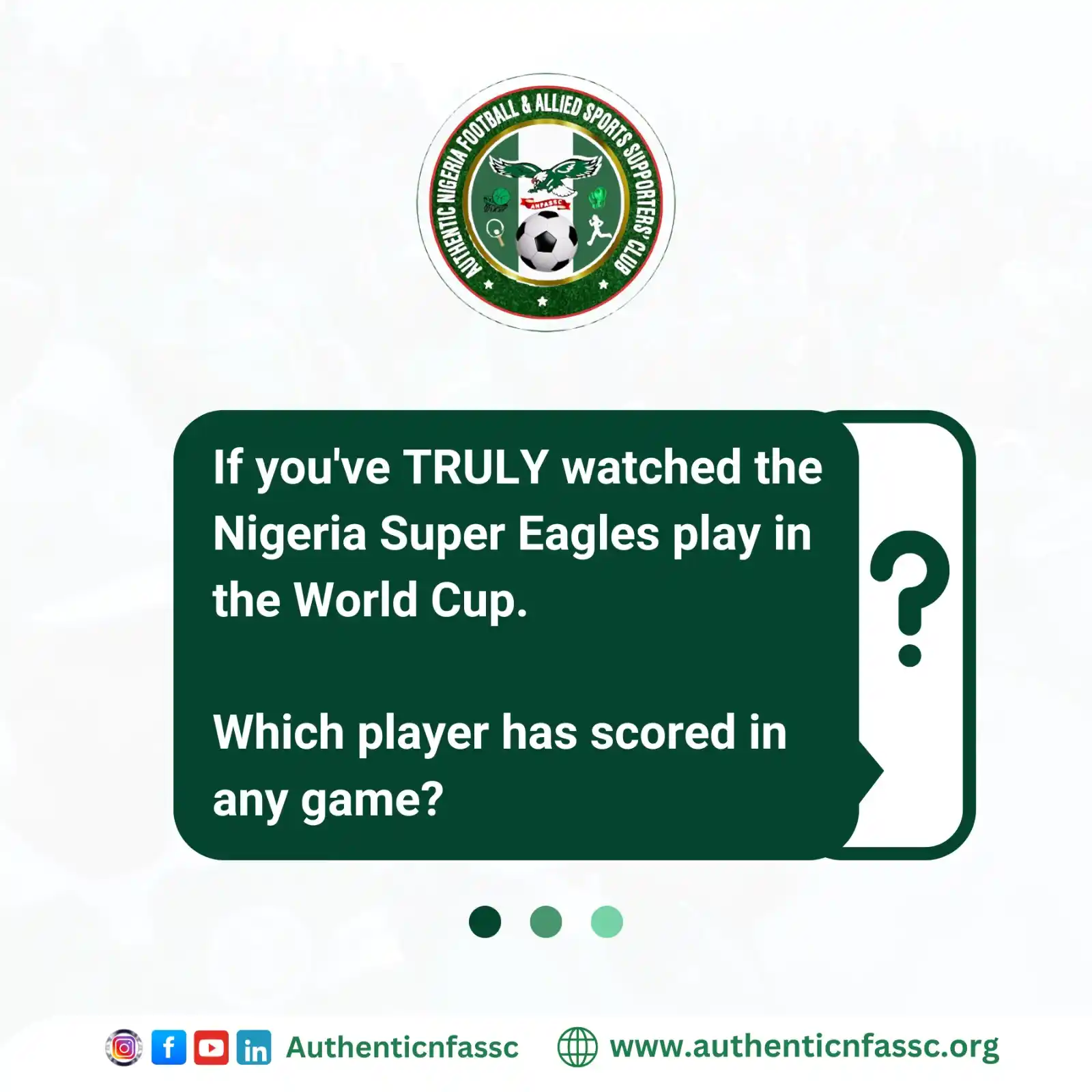 Image from Authentic Nigeria Football and Allied Sports Supporters Club.: IF YOU’VE TRULY WATCHED THE SUPER EAGLES AT THE WORLD CUP… Then tell ...