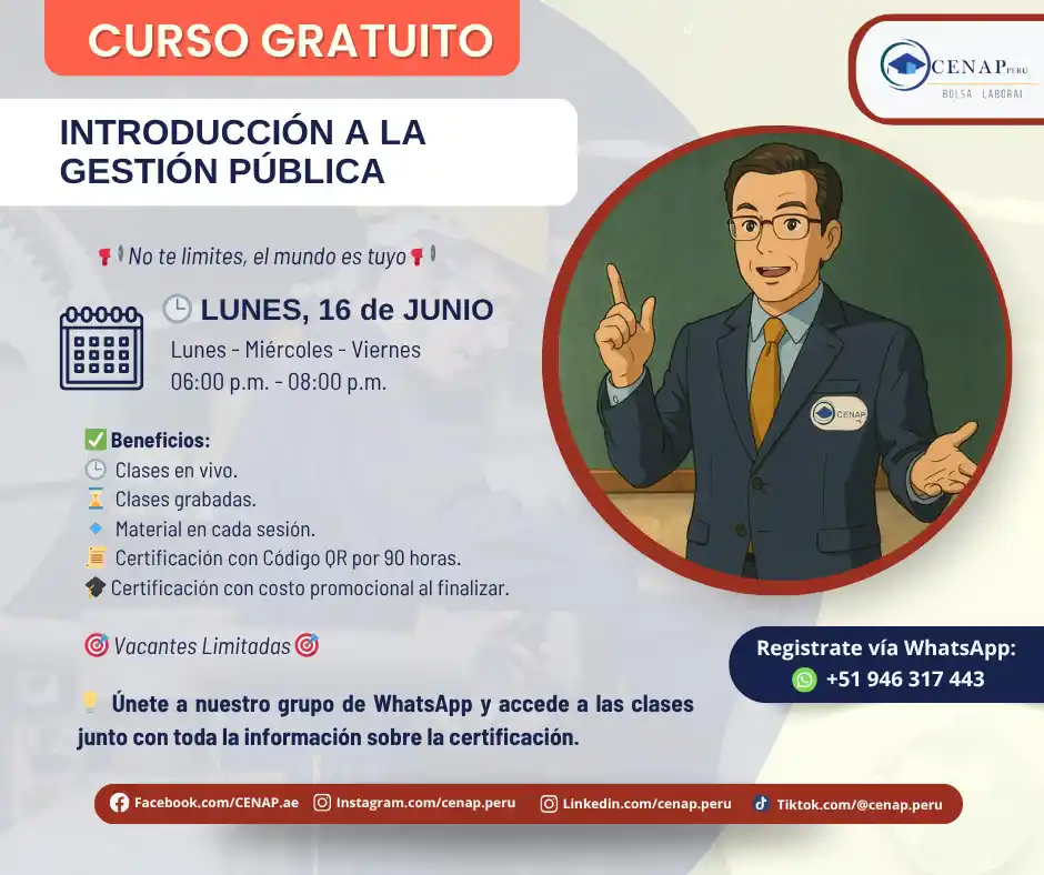 Image from Convocatorias Comunicaciones: Empleos - Prácticas - Capacitaciones: 🏛️ *Introducción a la Gestión Pública* _Aprende cómo funciona el apar...