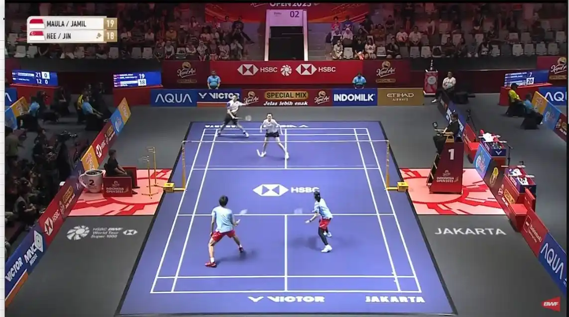 Image from POLA MAIN INDOSLOT88: KAPAL API Indonesia Open 2025 | Maulana/Jamil (INA) vs. Hee/Jin LIVE S...