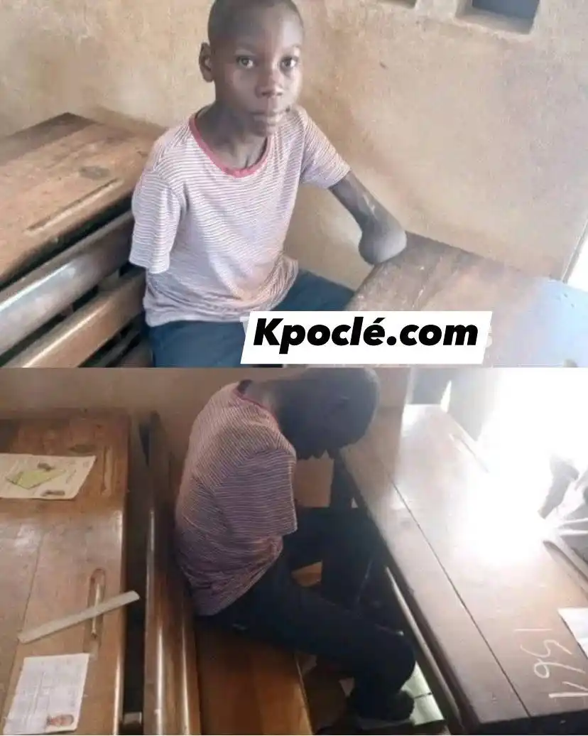 Image from 𝐊𝐩𝐨𝐜𝐥𝐞́.𝐜𝐨𝐦 ✓: *L'élève Doueu Bangui en classe de CM2, brillant mutilé de ses bras à...