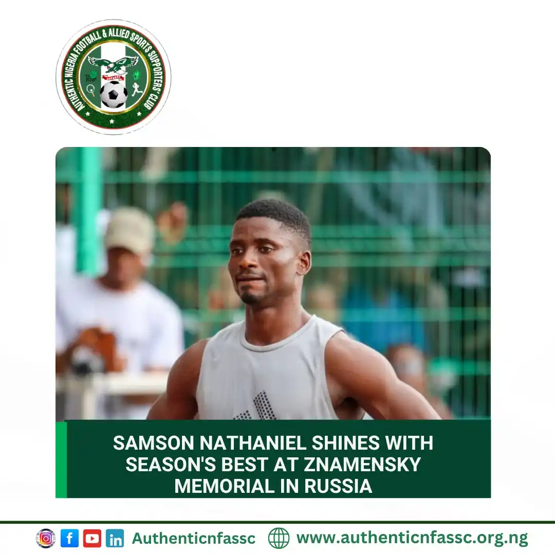 Image from Authentic Nigeria Football and Allied Sports Supporters Club.: Nigeria’s Samson Nathaniel delivered a strong performance at the Zname...