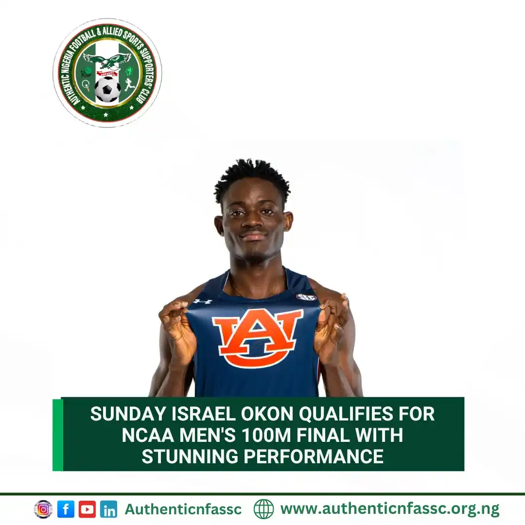 Image from Authentic Nigeria Football and Allied Sports Supporters Club.: Nigerian sprinter Sunday Israel Okon has booked his place in the men’s...