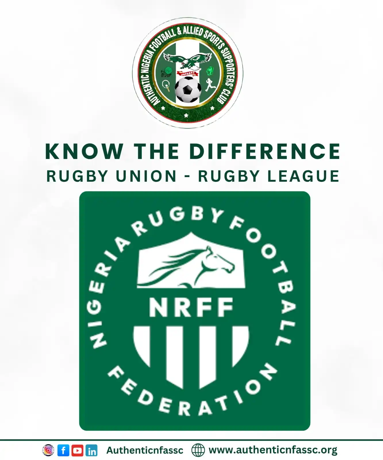 Image from Authentic Nigeria Football and Allied Sports Supporters Club.: Rugby League vs Rugby Union 🏉🇳🇬 Many people hear “rugby” and think...