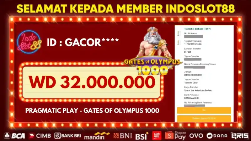 Image from POLA MAIN INDOSLOT88: Selamat kepada Member INDOSLOT88🫰  💵Withdraw 32.000.000 Dibayar Cash...