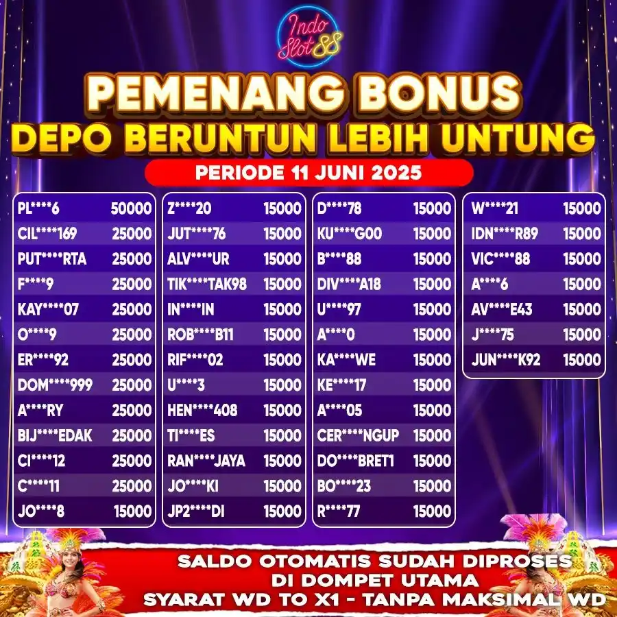 Image from POLA MAIN INDOSLOT88: Selamat kepada pemenang 𝗗𝗘𝗣𝗢 𝗕𝗘𝗥𝗨𝗡𝗧𝗨𝗡 - 𝗟𝗘𝗕𝗜𝗛 𝗨𝗡𝗧�...