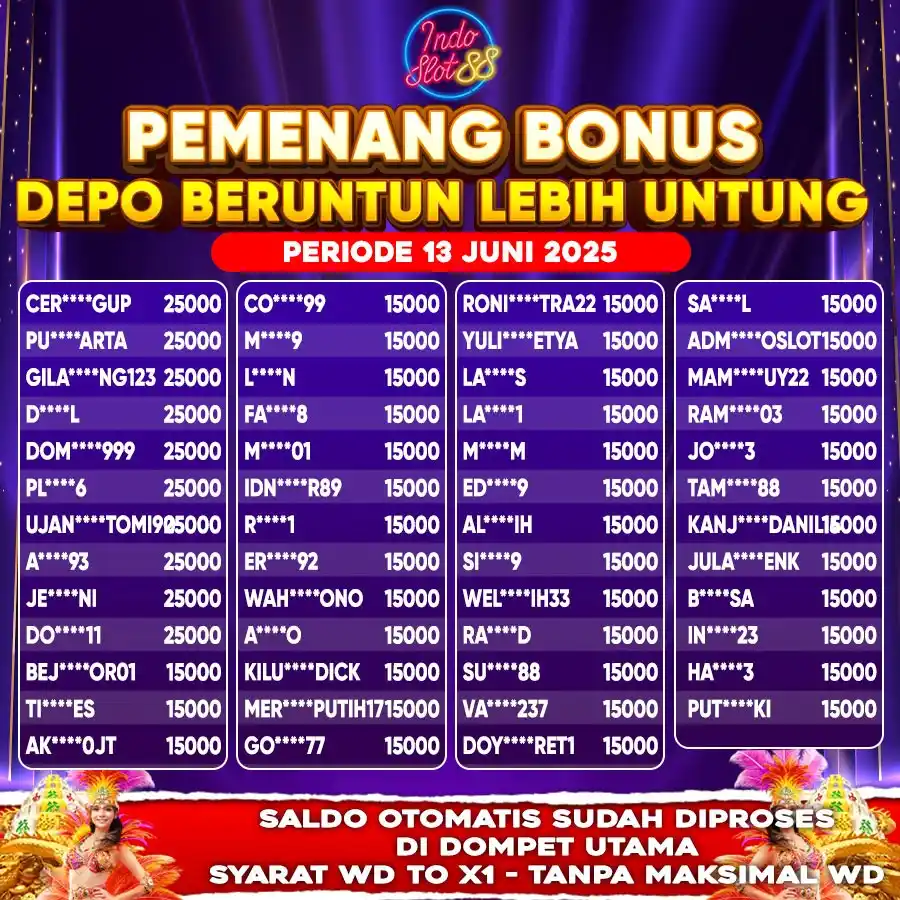 Image from POLA MAIN INDOSLOT88: Selamat kepada pemenang 𝗗𝗘𝗣𝗢 𝗕𝗘𝗥𝗨𝗡𝗧𝗨𝗡 - 𝗟𝗘𝗕𝗜𝗛 𝗨𝗡𝗧�...