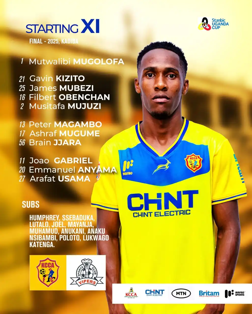 Image from KCCA FOOTBALL CLUB: The Team News has been named for the Final. <a class="text-blue-500 ...