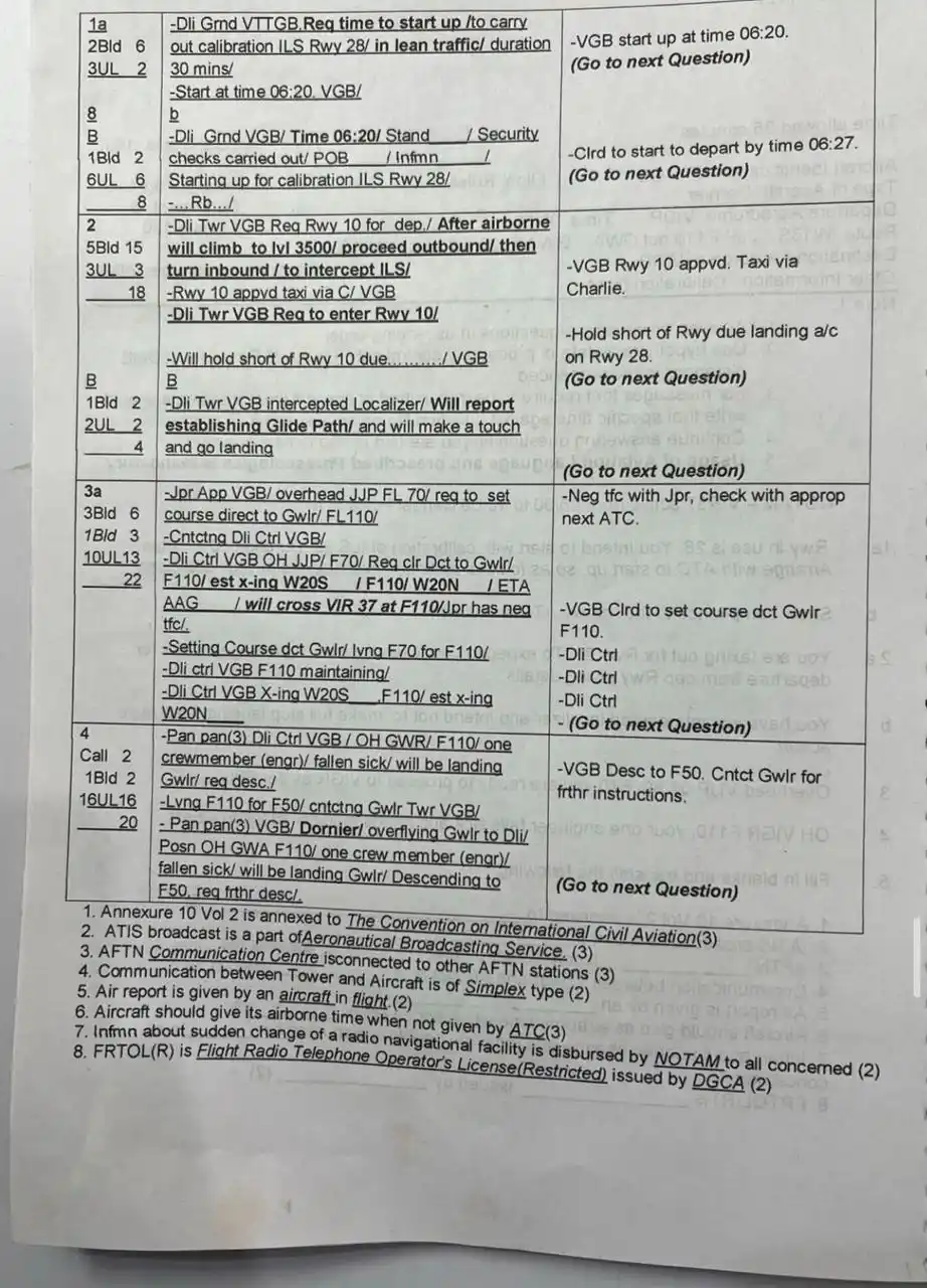 Image from AviationSpot Channel: ✍️ *VT-TGB Answer Key* (Reference Copy)...