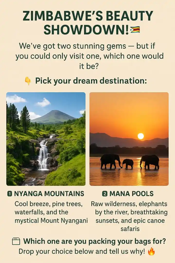 Image from Zim Wildlife and Beautiful Places: *🏞️ Zimbabwe’s Beauty Showdown 🇿🇼* *We’ve got two stunning gems — b...
