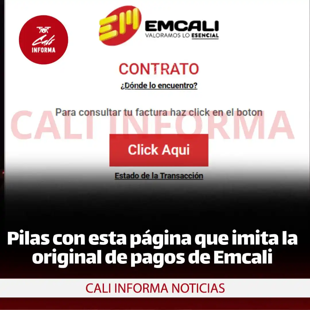 Image from CALI INFORMA NOTICIAS: ¡Alerta! Detectan portal web falso que suplanta a EMCALI Técnicos de ...