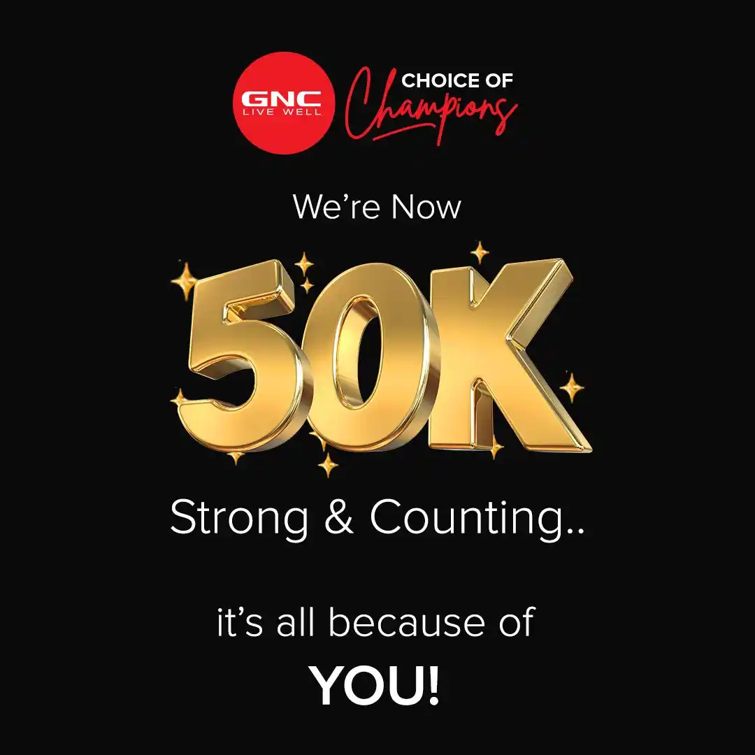 Image from GNC India: 🏆 *Attention Champions – We’re 50K+ Strong!*  _*Our Refer & Earn Prog...