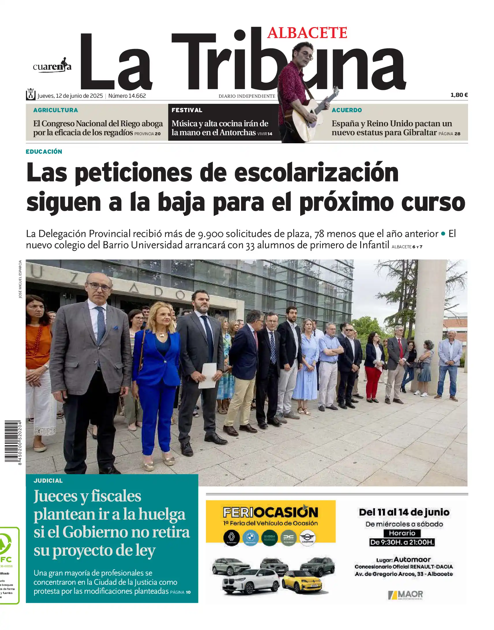 Image from La Tribuna de Albacete: 🗞Buenos días. Esta es la portada de La Tribuna de Albacete de este ju...