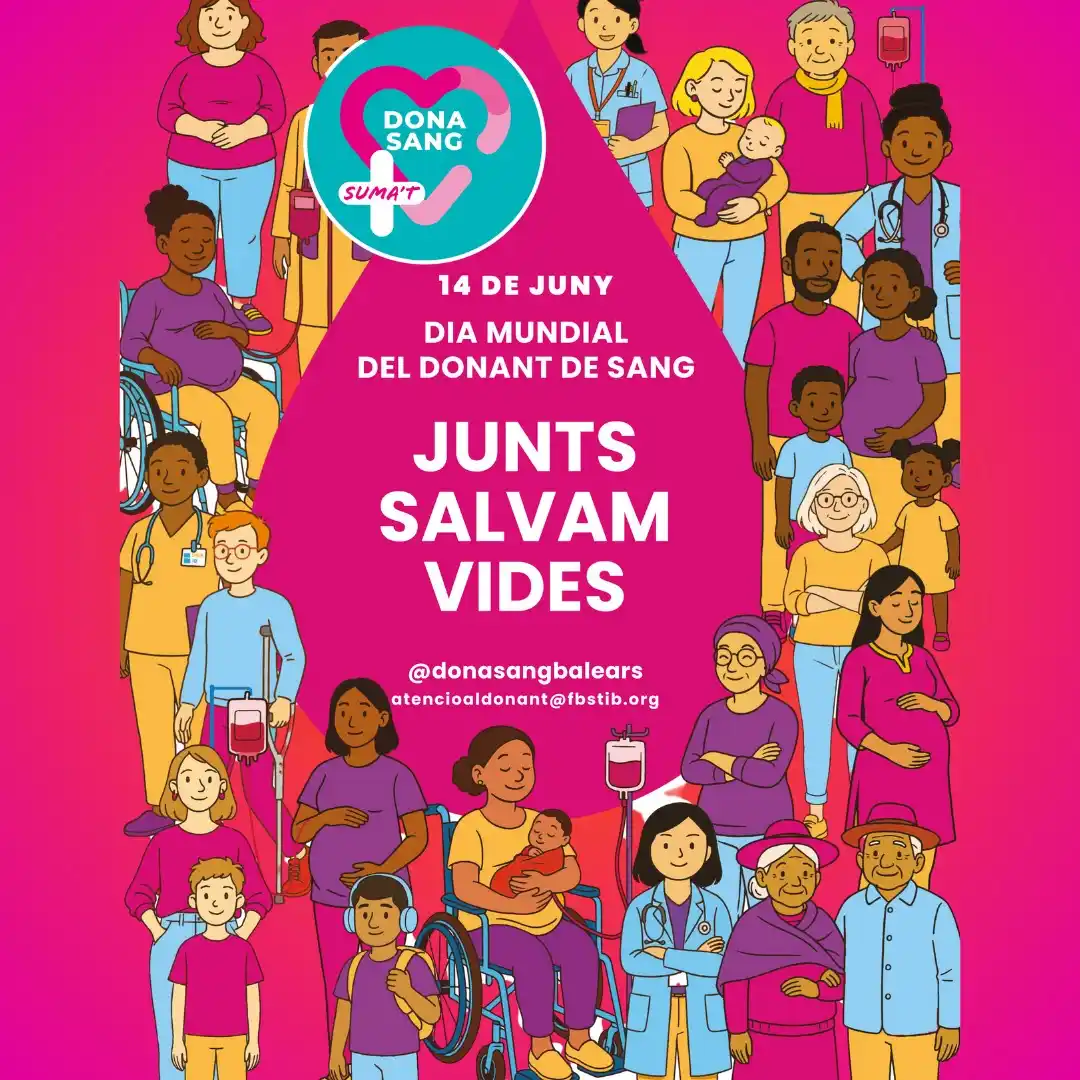 Image from Ajuntament de Pollença: 🩸Demà, 14 de juny, se celebra el Dia Mundial del Donant de Sang. Per ...