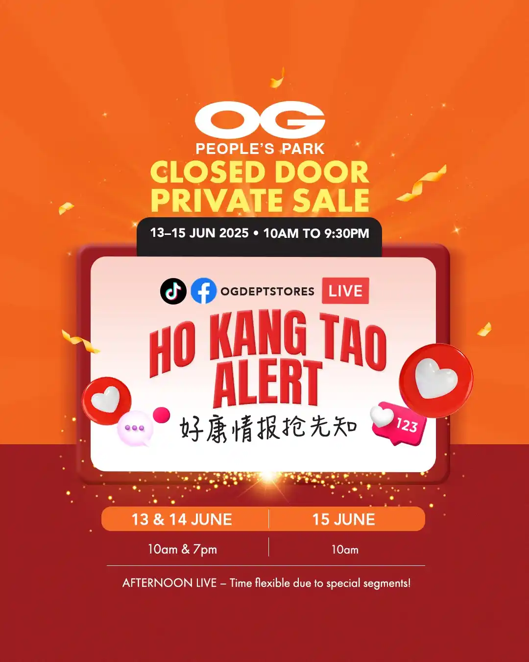 Image from OG Dept Stores: JOIN US for our Facebook Live Series 🎥 HO KANG TAO ALERT 好康情报抢先知: 202...