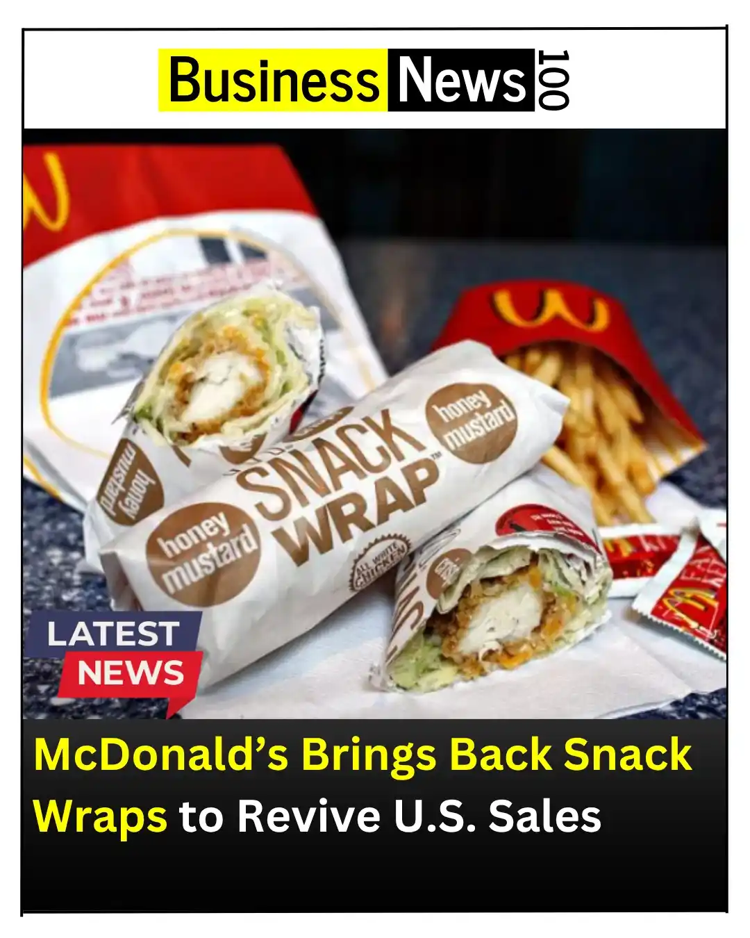 Image from Business News 100: McDonald’s is reintroducing its beloved Snack Wraps to U.S. menus star...