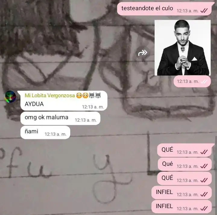 Image from fifu y lucky 👩❤️💋👩: 🩲: me son infiel con maluma pelón 😭😭😭...