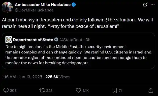 Image from Infos Flux: Moyen Orient Message par l'ambassadeur americain a Jerusalem > À n...