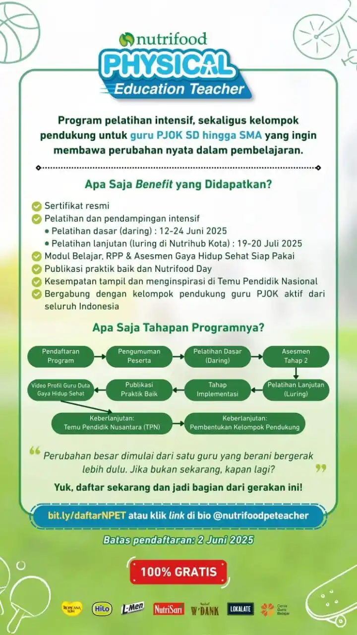 Image from Komunitas Belajar Bersama: *Program Nutrifood Physical Education Teacher* ✨ Kesempatan Emas untu...