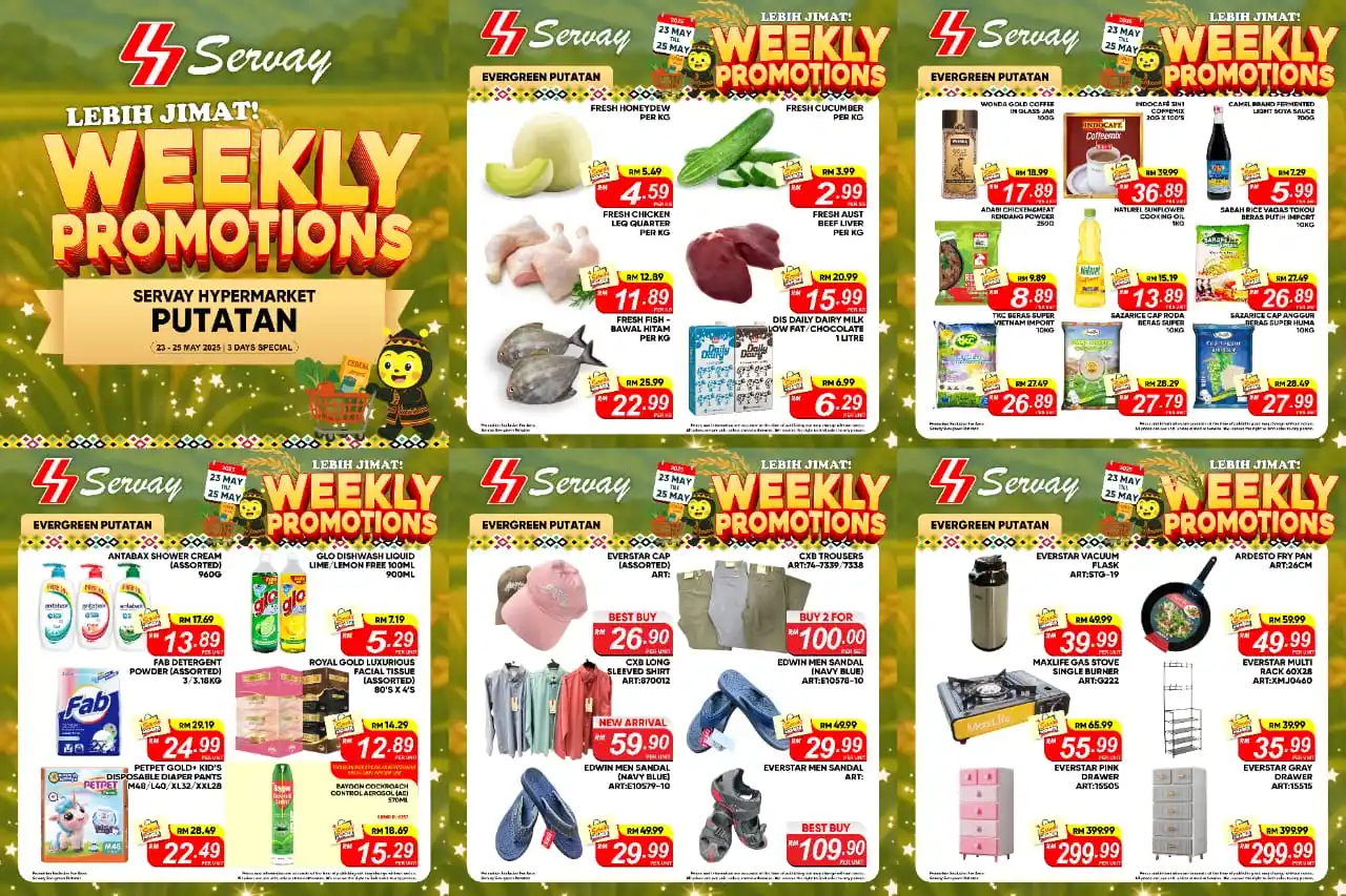 Image from Servay Evergreen Putatan: Promosi hujung minggu @ ๐๐๐ซ๐ฏ๐๐ฒ ๐๐ฏ๐๐ซ๐ ๐ซ๐๐๐ง ๐๐ฎ๐ญ๐๐ญ๐๐ง...