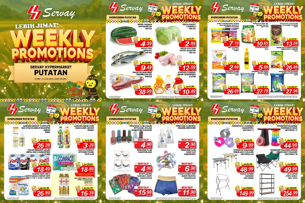 Image from Servay Evergreen Putatan: Promosi hujung minggu @ ๐๐๐ซ๐ฏ๐๐ฒ ๐๐ฏ๐๐ซ๐ ๐ซ๐๐๐ง ๐๐ฎ๐ญ๐๐ญ๐๐ง...
