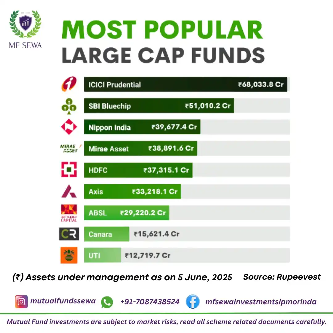 Image from MF SEWA INVESTMENTS - Mutual Fund: 📊 Top Large Cap Funds by AUM – June 2025 💼 Looking to invest in sta...