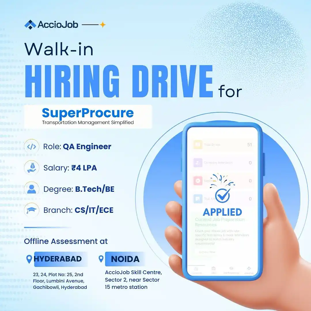 Image from Hyderabad Jobs Portal: 🚨 Walk-in Hiring Drive Alert! 🚨 AccioJob brings you an amazing oppor...