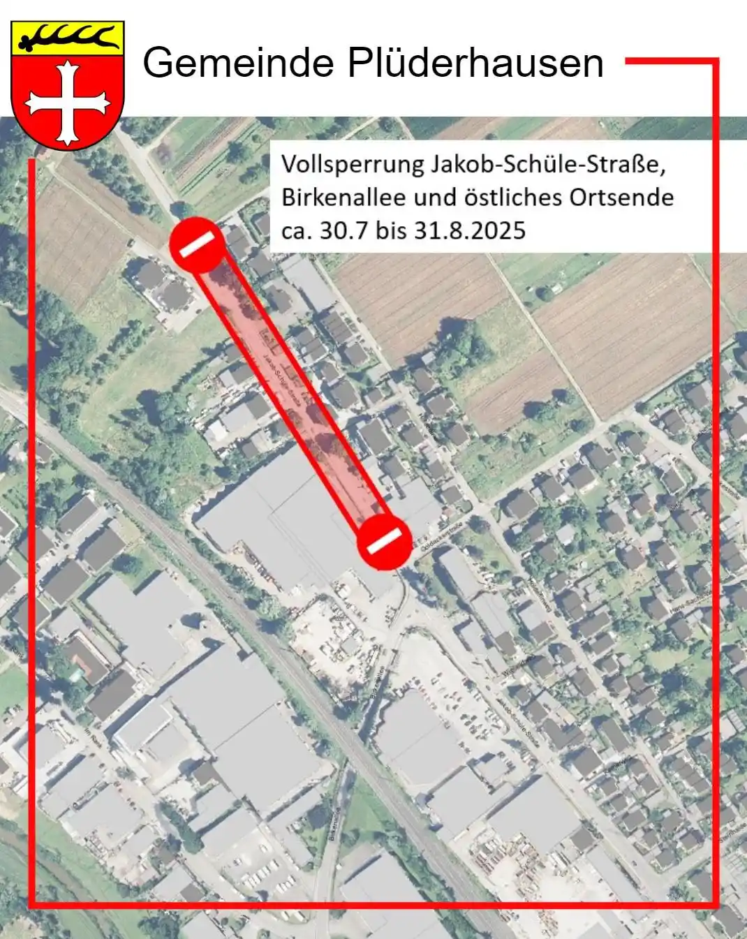 Image from Gemeinde Plüderhausen: 🚧 Abschnitt II: Vollsperrung zwischen der Einmündung Goldackerstraße ...