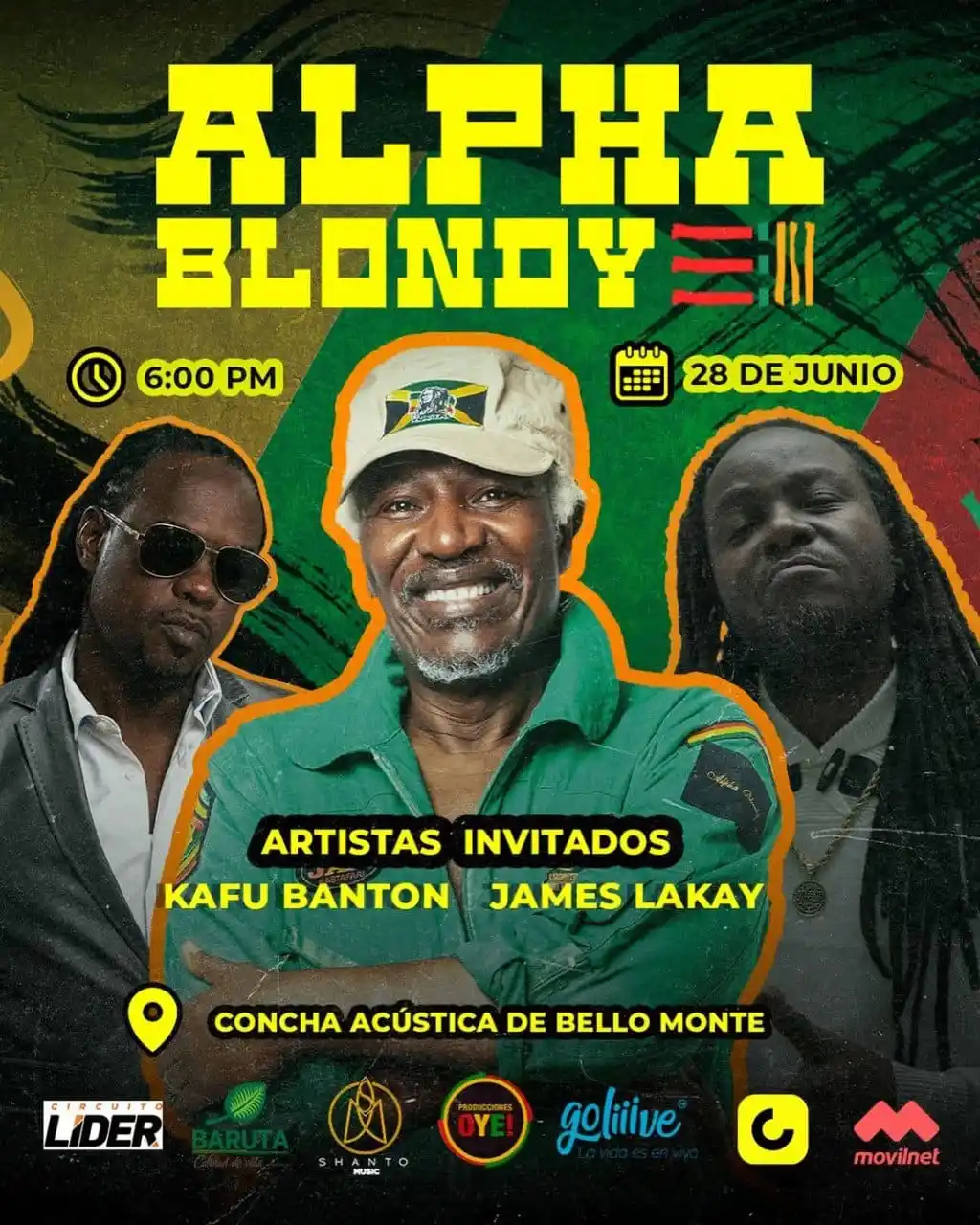 Image from Cresta Metalica: Alpha Blondy en Caracas junto a Kafu Banton y James Lakay https://cres...