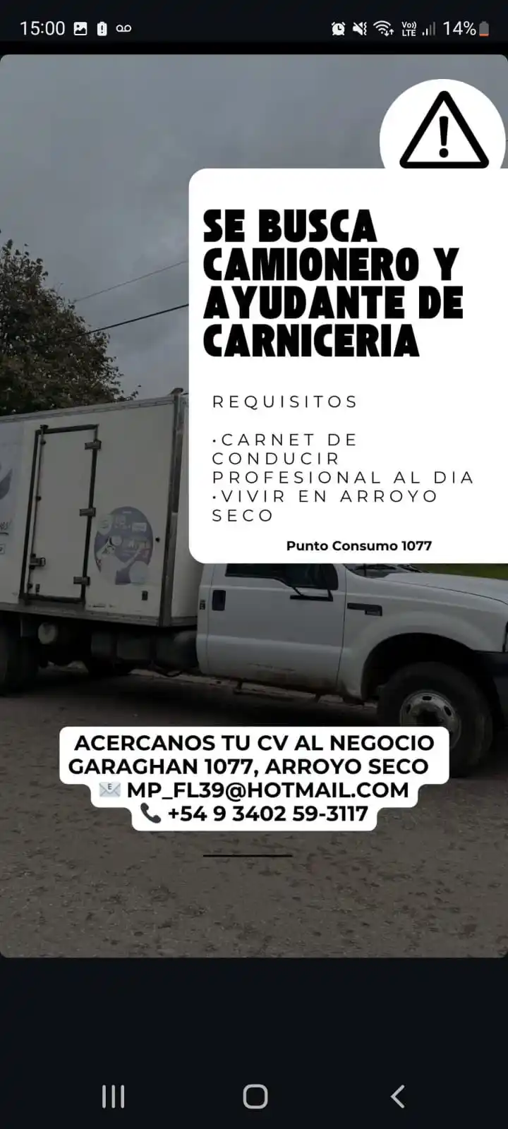 Image from La Campora Arroyo Seco✅: 📢 *BÚSQUEDA LABORAL – ARROYO SECO* Se requiere Camionero y ayudante d...