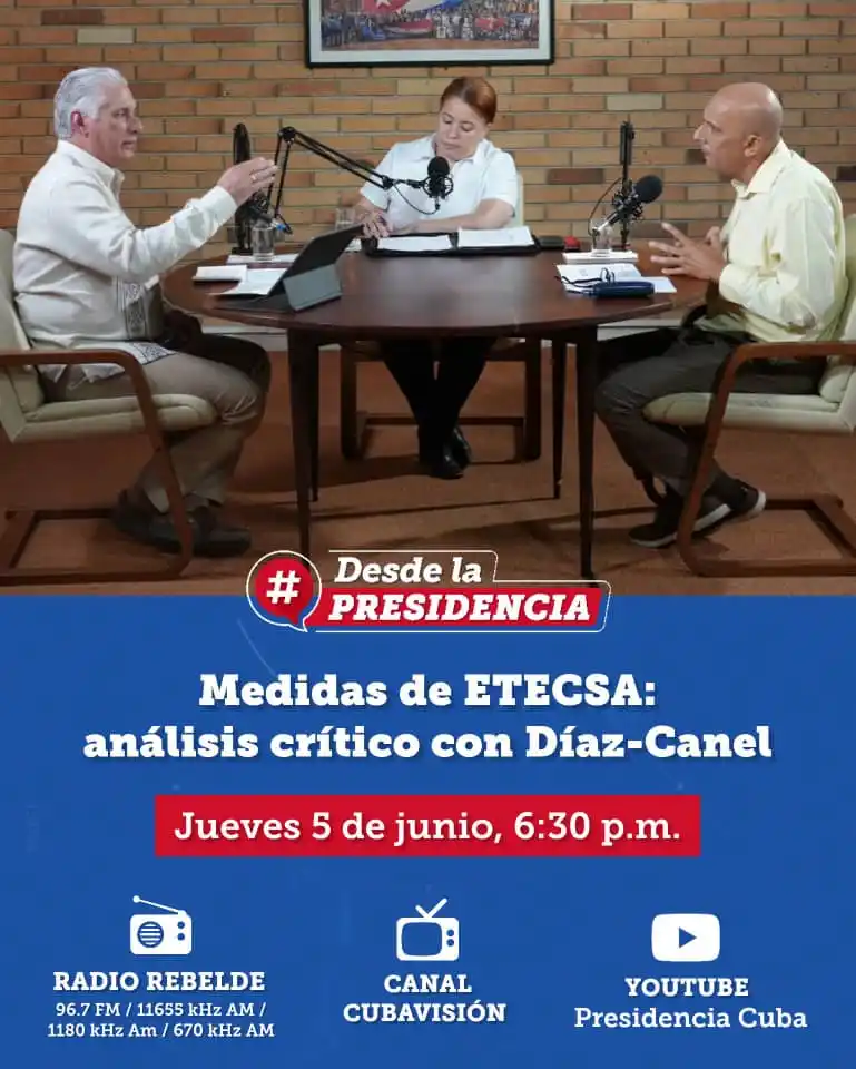Image from Cubadebate: “Desde la Presidencia”, el podcast del Presidente de la República, Mig...