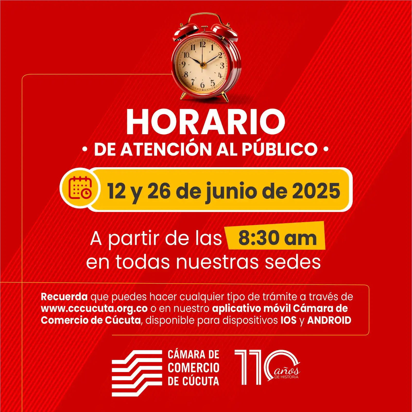 Image from Cámara de Comercio de Cúcuta: 🚨Empresarios, comerciantes y emprendedores, los días 12 y 26 de junio...