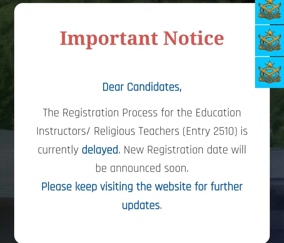 Image from Issb Materials: Entry 2510 Delayed will be announced Soon...