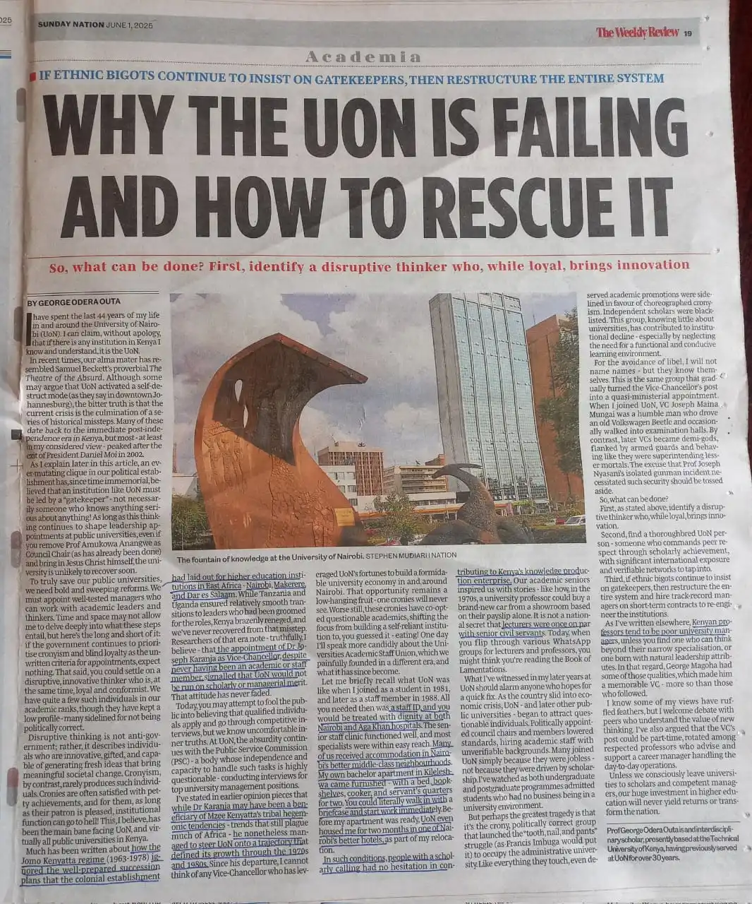 Image from CAMPUS REVIEW: In Prof George Odera Outa's article, he provides his advice on what ca...