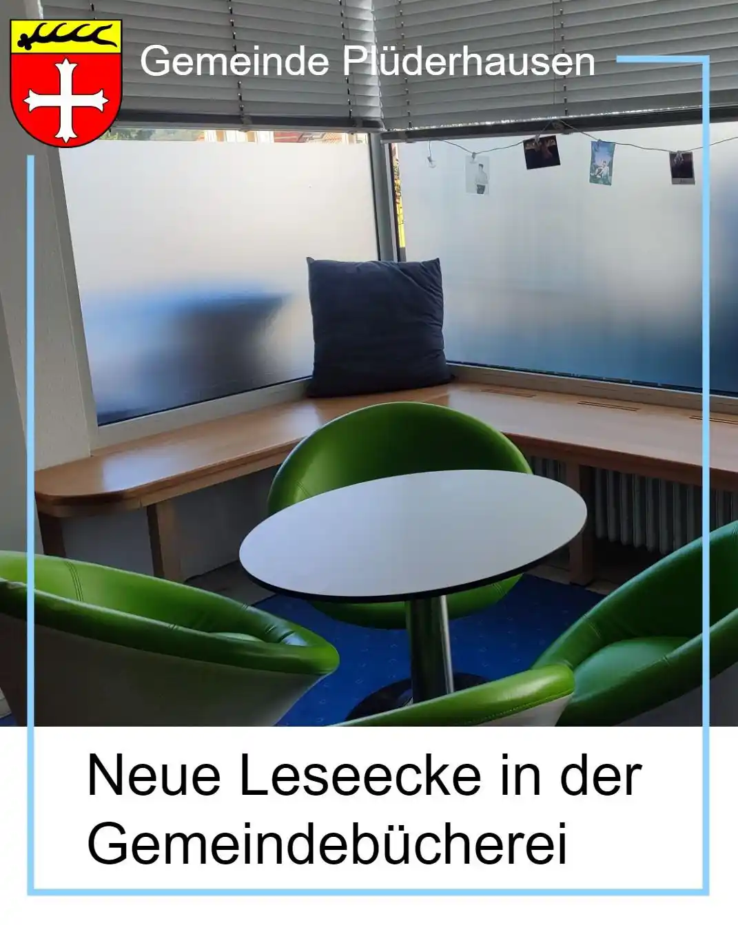 Image from Gemeinde Plüderhausen: Neue Leseecke in der Gemeindebücherei: Wir möchten uns ganz herzlich f...