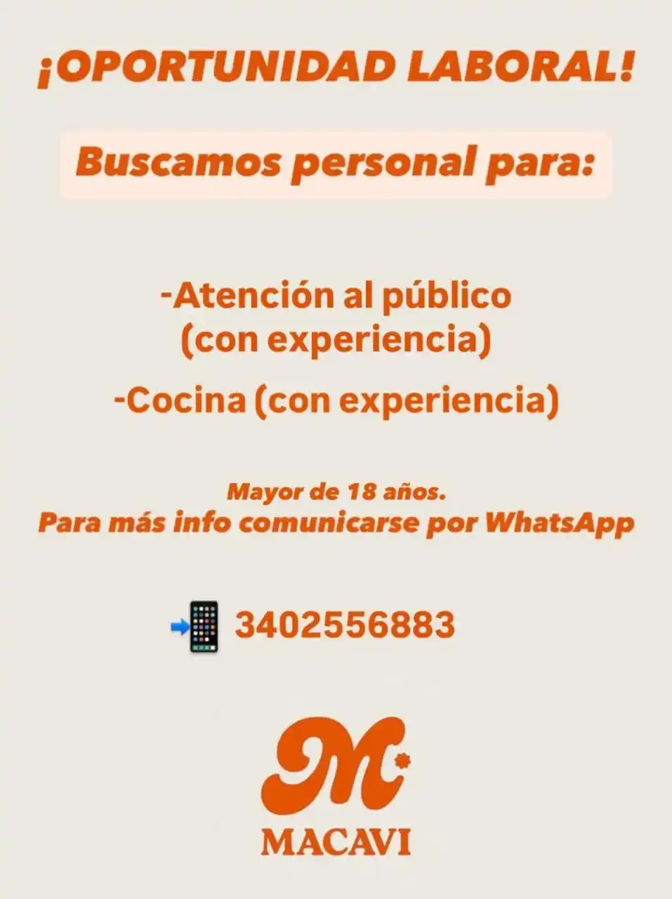 Image from La Campora Arroyo Seco✅: 👨🍳👩🍳 ¡Otra oportunidad laboral en nuestra ciudad! Se busca pers...