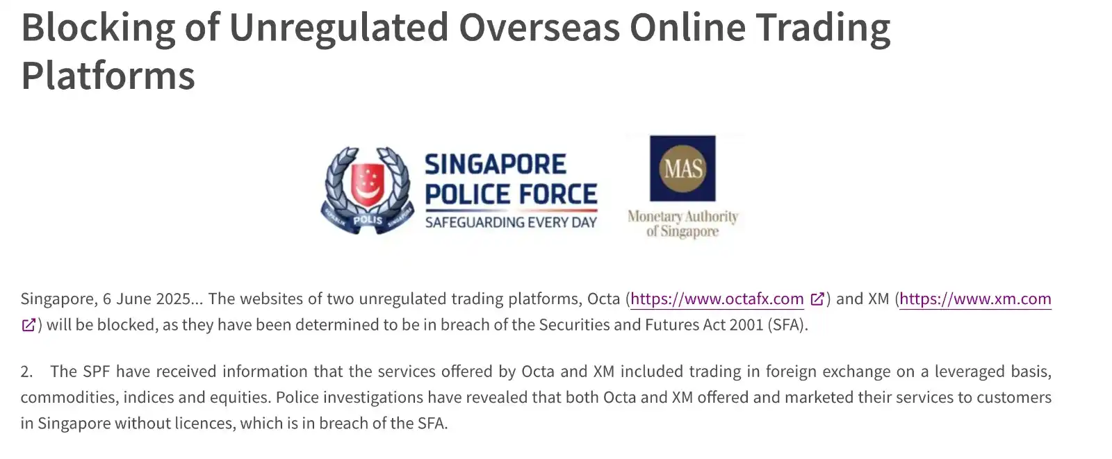 Image from TradeInformer: TFW you get blocked in Singapore but also get a backlink from the regu...