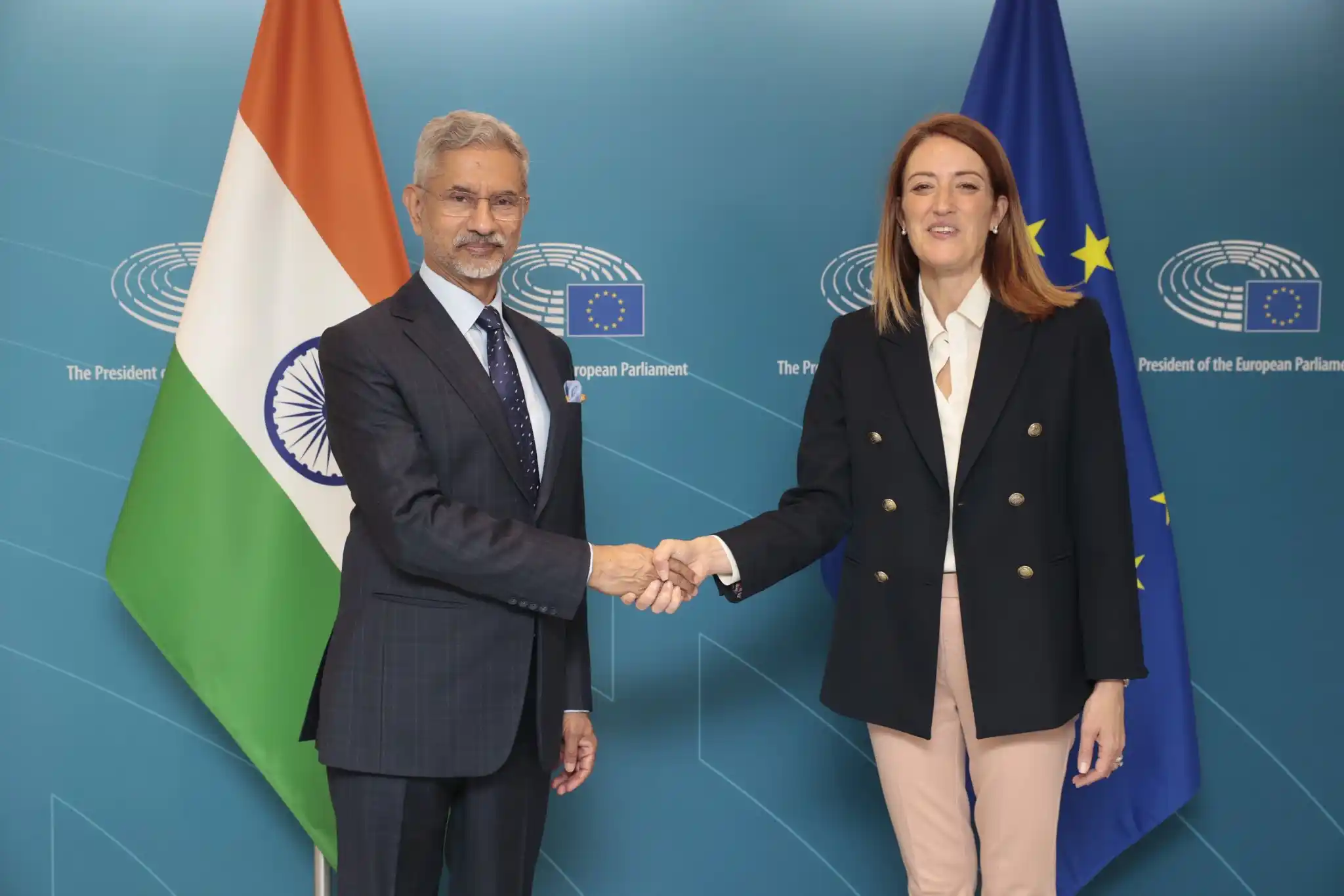 Image from Ministry of External Affairs, India: EAM Dr. S. Jaishankar: A warm conversation with President of the Euro...