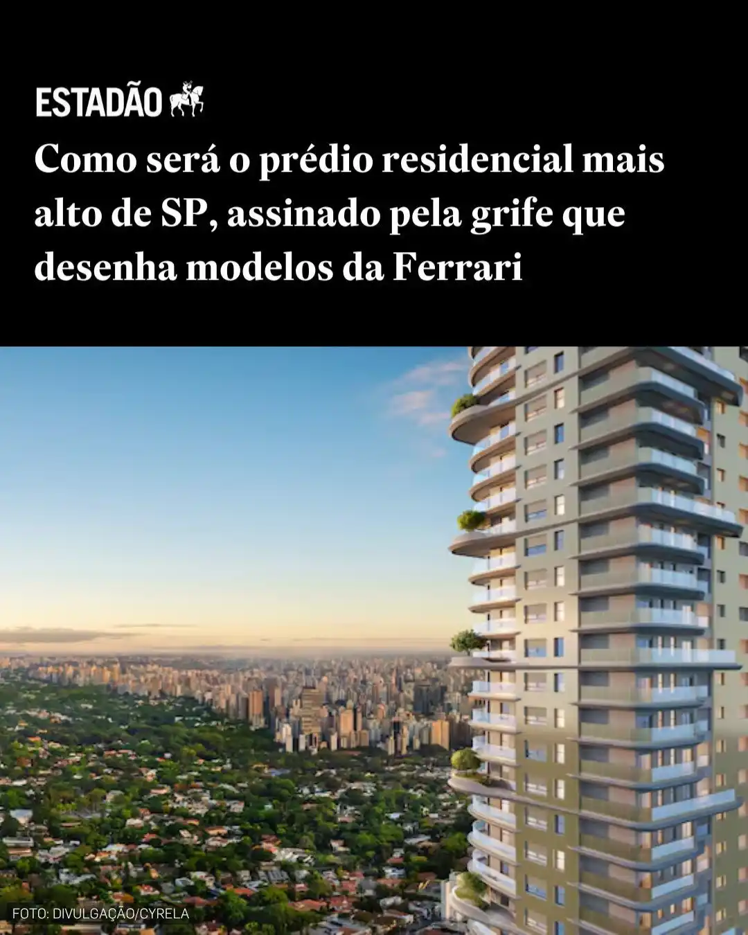 Image from ESTADÃO | Notícias do Brasil e do mundo: 🌇 Empreendimento terá 210 metros de altura e terá vista para o Jardim...