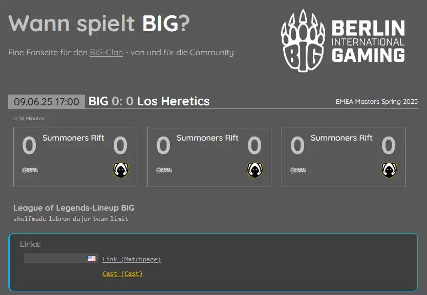 Image from Wann spielt BIG | by Roaring Bears e.V.: Finale in der EMEA Masters Gruppe! Watchparty heute auf https://www.tw...