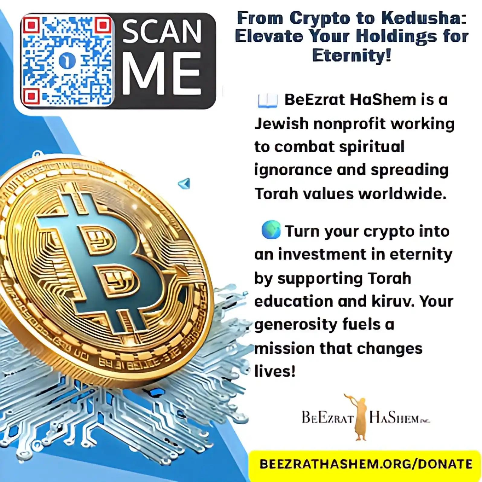 Image from RABBI YARON REUVEN OFFICIAL PAGE: _*From Crypto to Kedusha*_ Crypto holders: transform your holdings i...