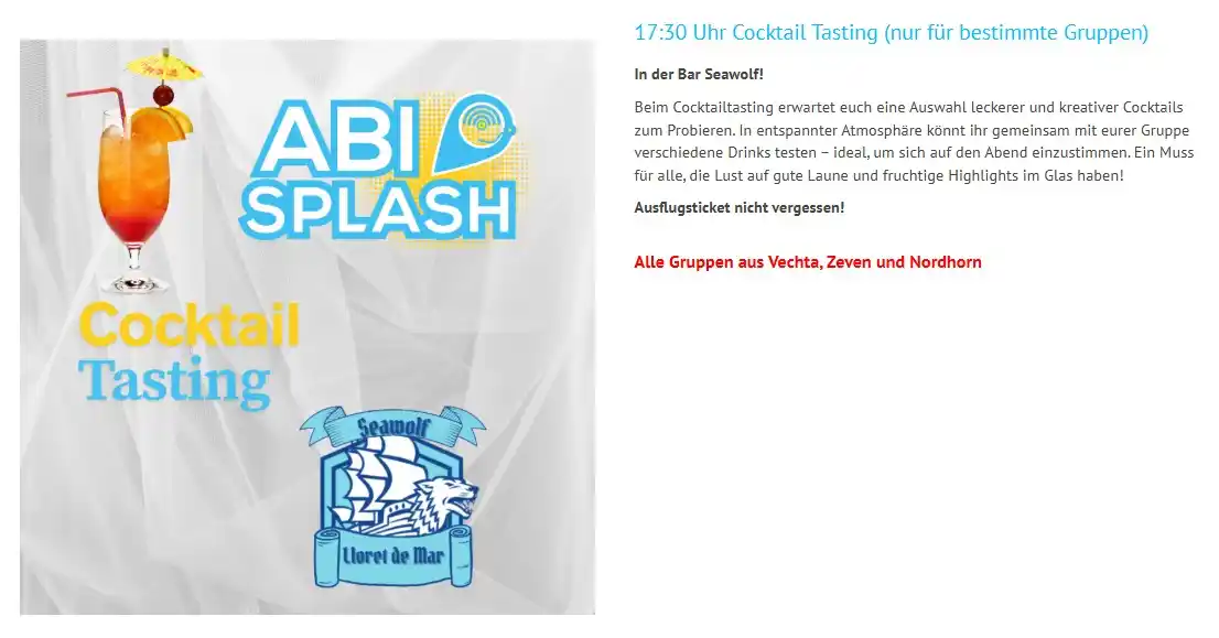 Image from Abi-SPLASH: Für die Gruppen aus Vechta, Zeven und Nordhorn findet heute das Cockta...