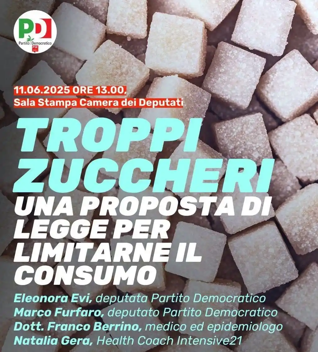 Image from Pro Italia: Il PD presenta alla Camera una legge per "limitare il consumo di zucch...