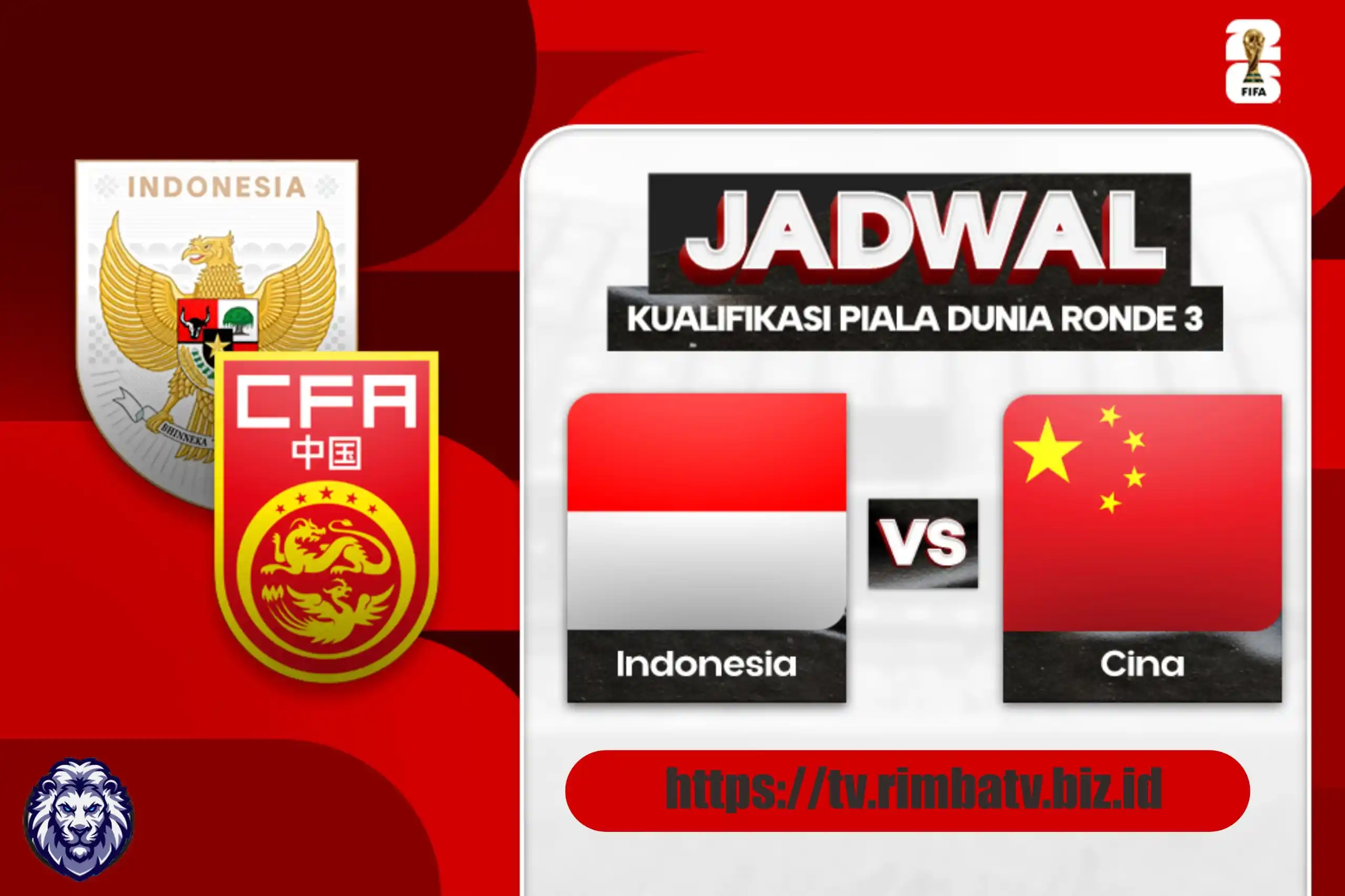 Image from LIVE STREAMING BOLA RimbaTV: *Indonesia vs China* 🏆 WorldCup ⏰ 20:45 WIB ,5 JUNE 2025 🔗Link : ht...