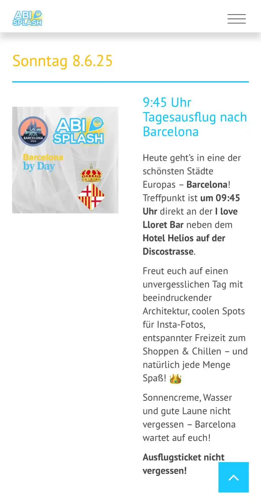 Image from Abi-SPLASH: Kleine Erinnerung! Morgen um 09:45 Uhr startet der Tagesausflug nach B...