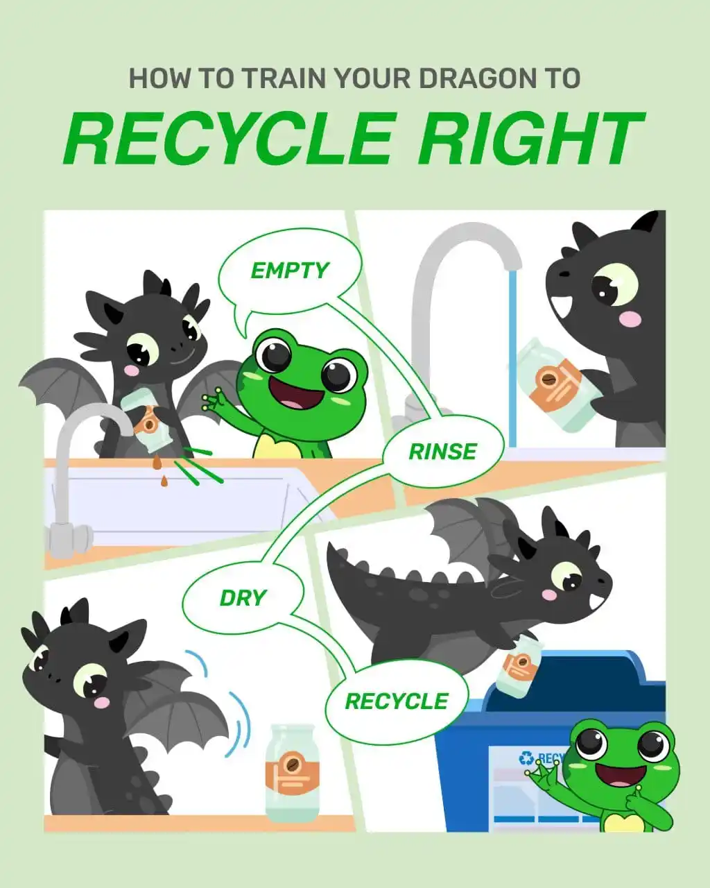 Image from NEA Singapore: ✨ Like training dragons, recycling right takes practice. Master these ...