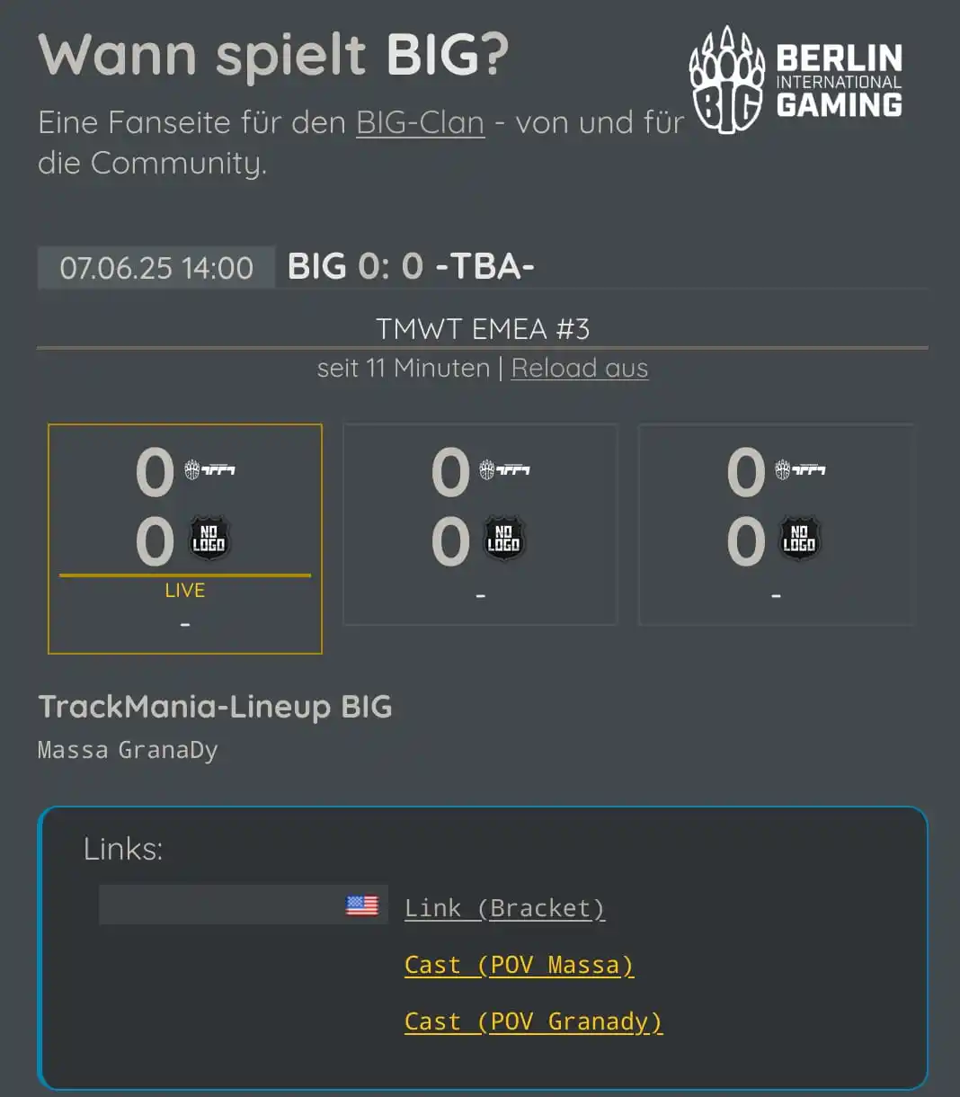 Image from Wann spielt BIG | by Roaring Bears e.V.: Massa und Granady heizen heute wieder durch den TMGL Cup. Streams auf ...